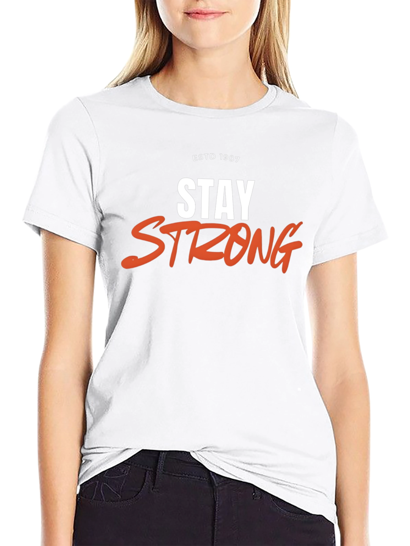 Black Stay Strong Graphic Tee - ESTD 1987 Black T-Shirt view 9