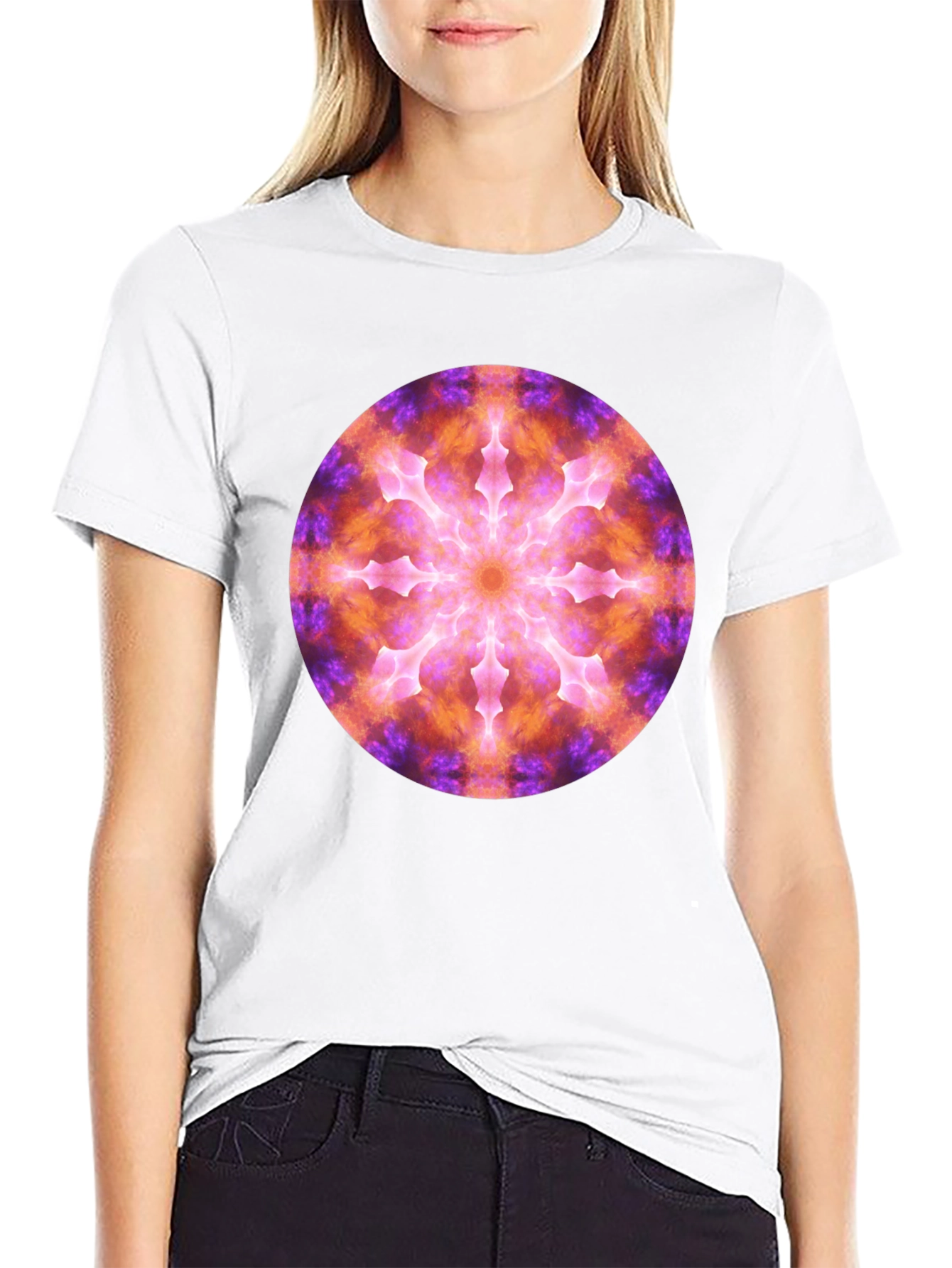 Black Cosmic Mandala Graphic Black T-Shirt view 9