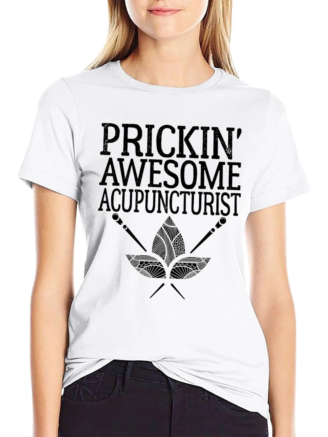 Black Prickin' Awesome Acupuncturist Graphic T-Shirt view 9