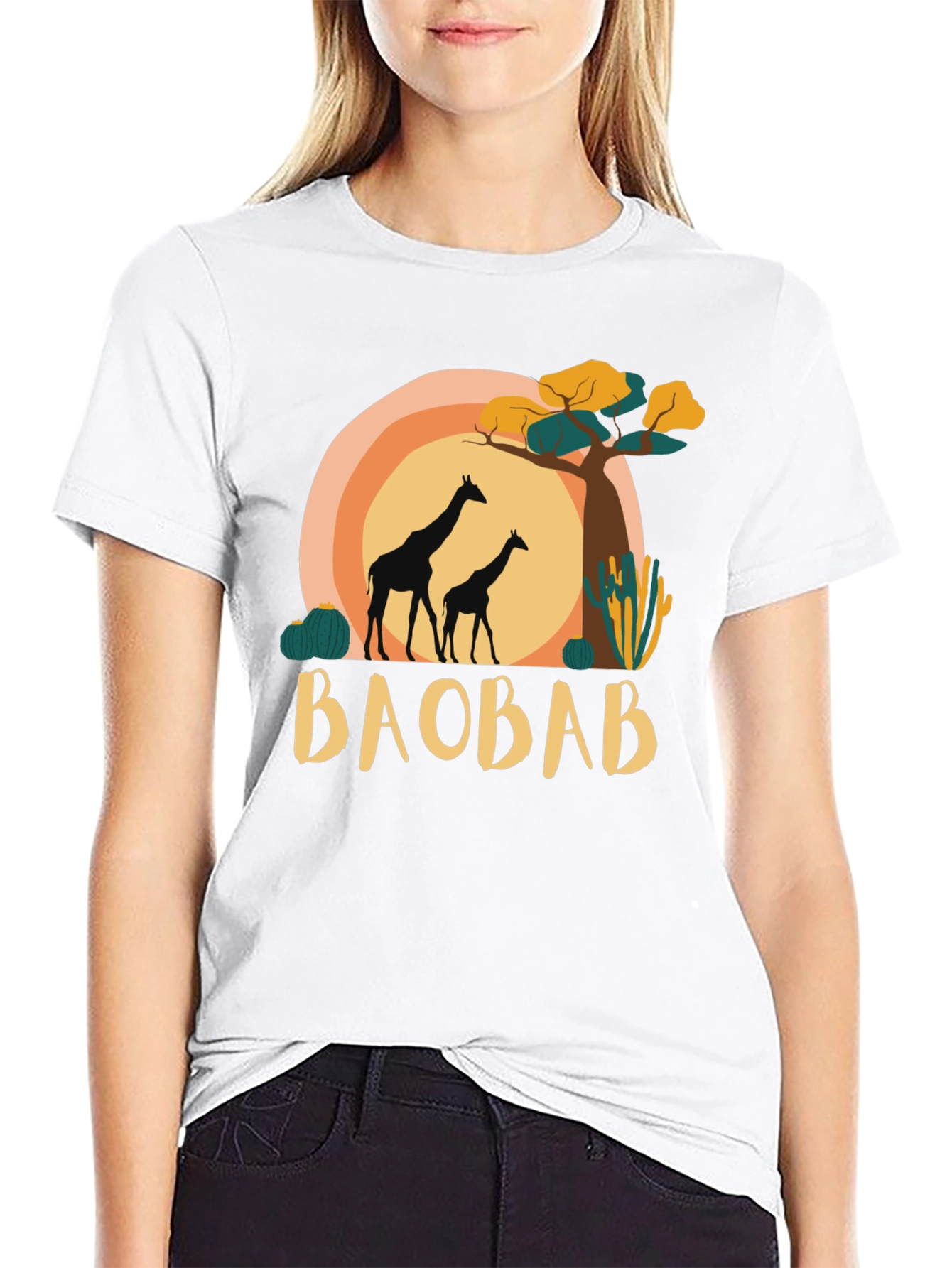 Black Baobab Giraffe Graphic Tee - Safari Style view 9