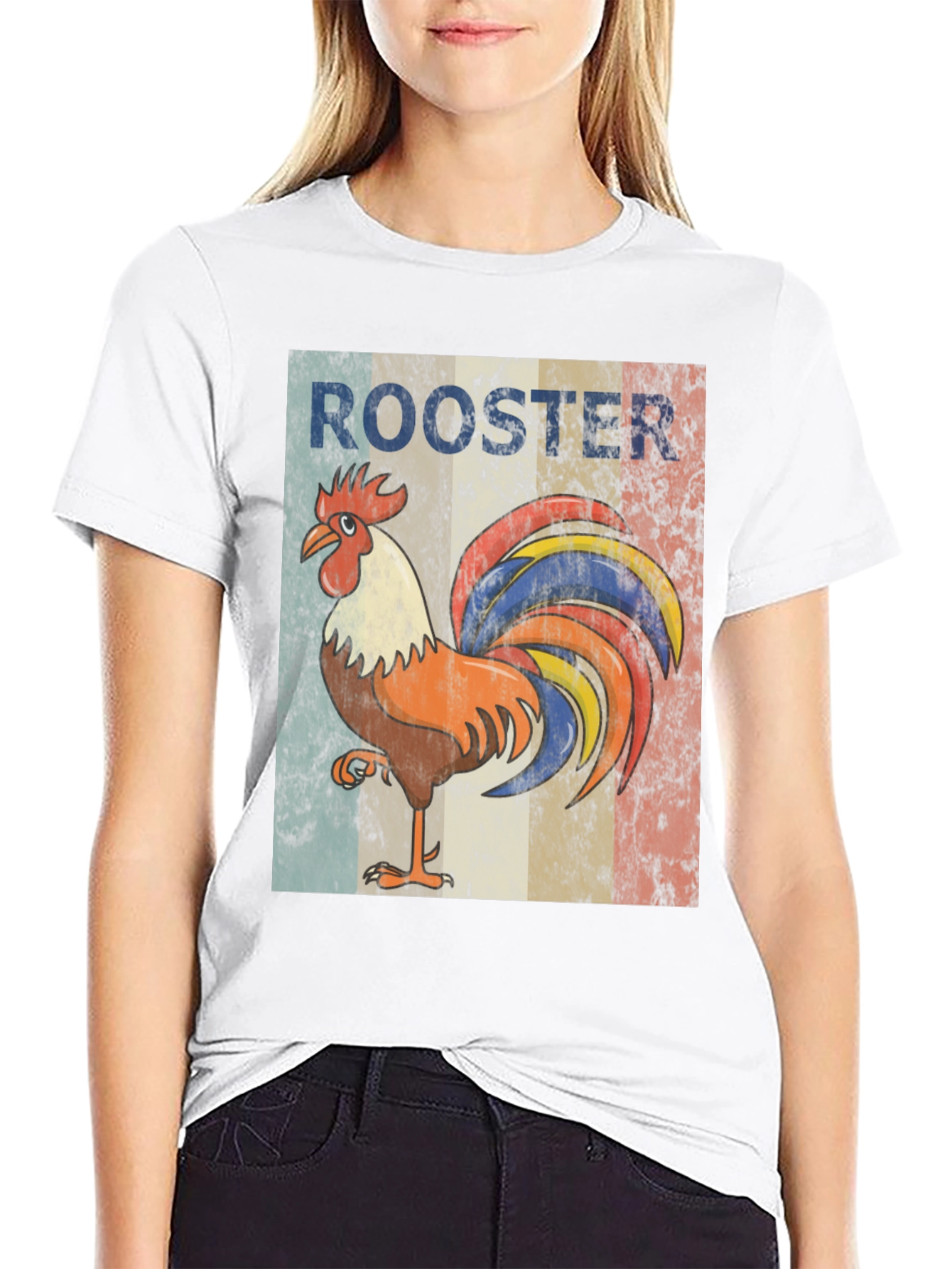 Black Vintage Rooster Graphic Tee - Stylish Casual Wear view 9