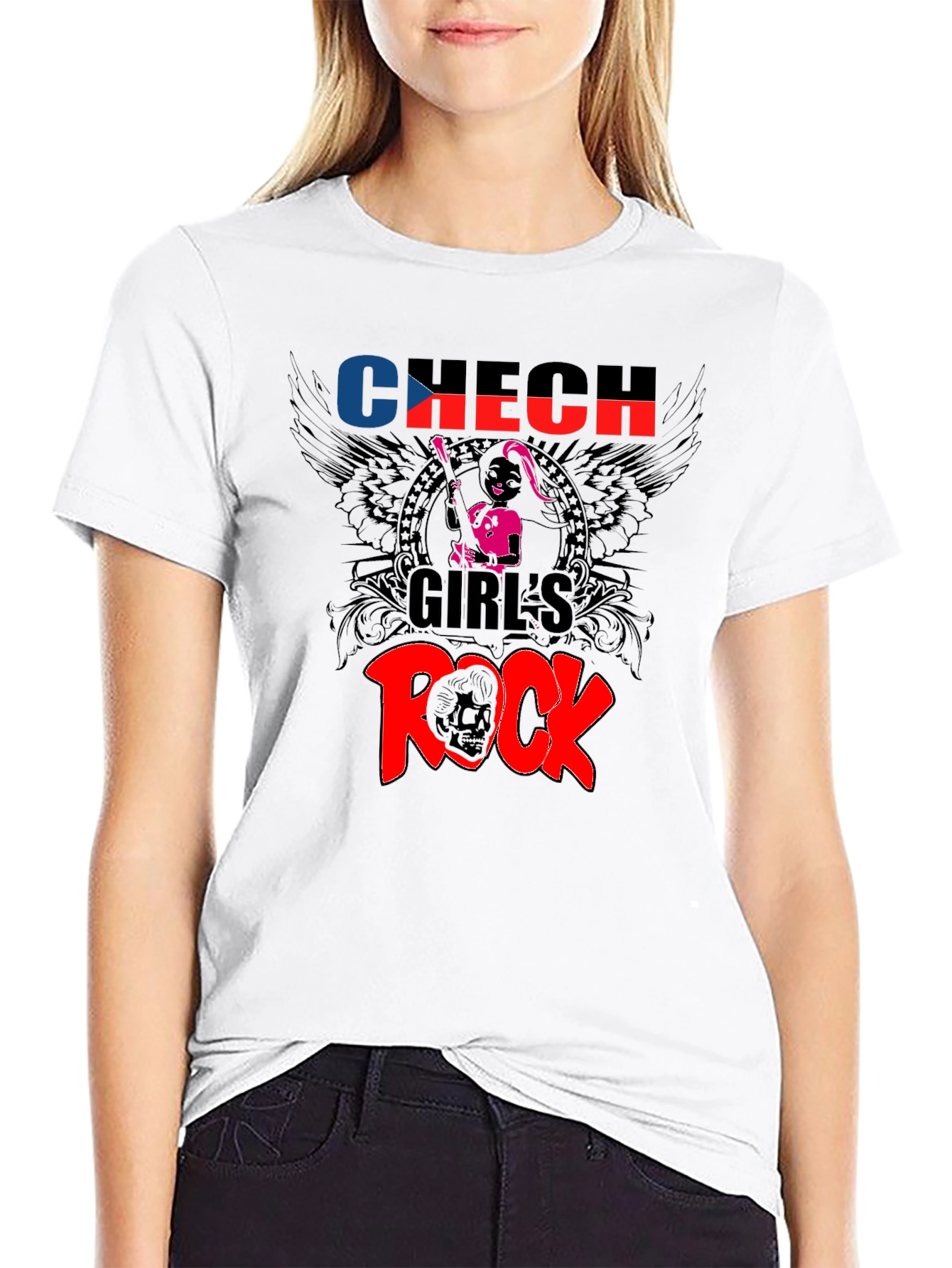 Black Czech Girl's Rock Graphic Tee - Black view 9