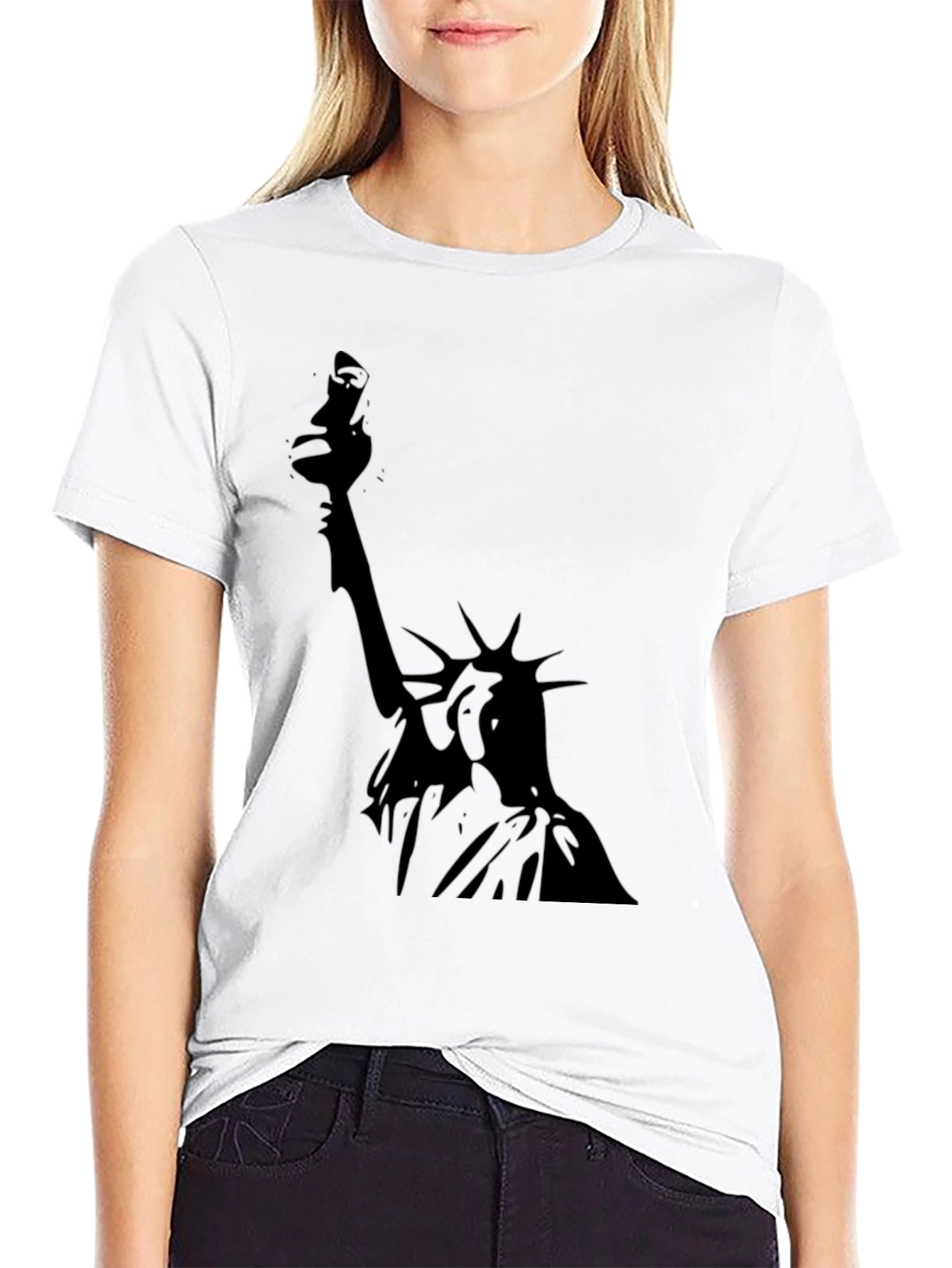 Statue of Liberty Graphic Tee - Black Cotton T-Shirt - 9