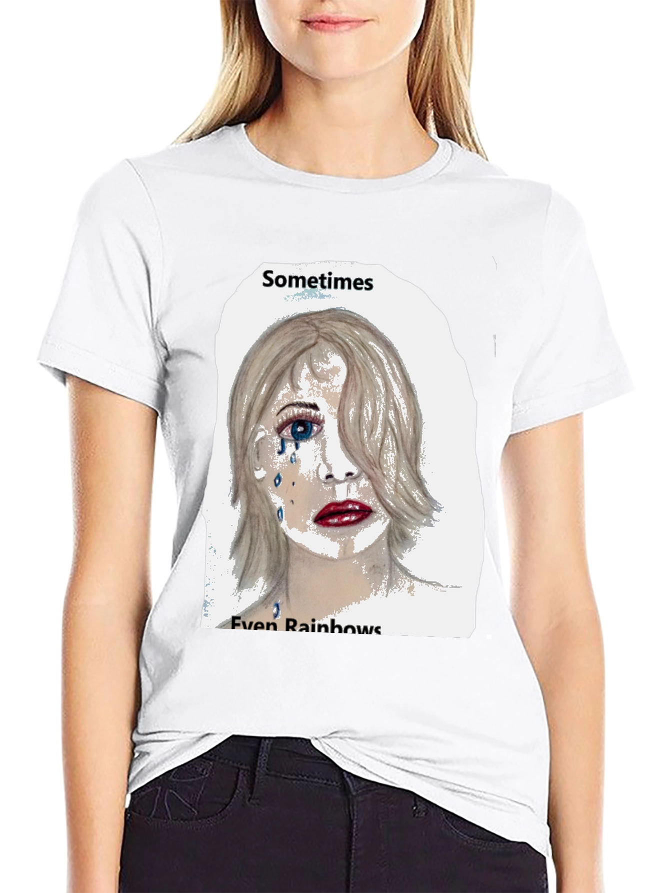 Black Emo Tears T-Shirt: Sometimes Even Rainbows view 9