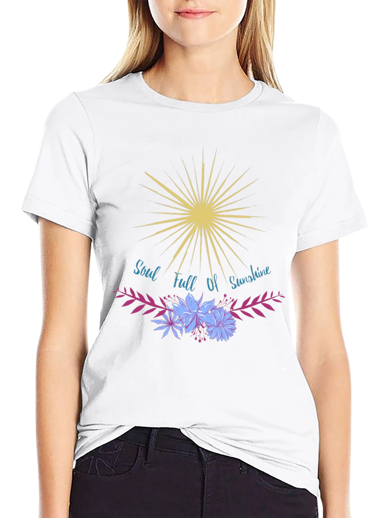 Black Soul Full of Sunshine Graphic Tee - Trendy Black T-Shirt view 9