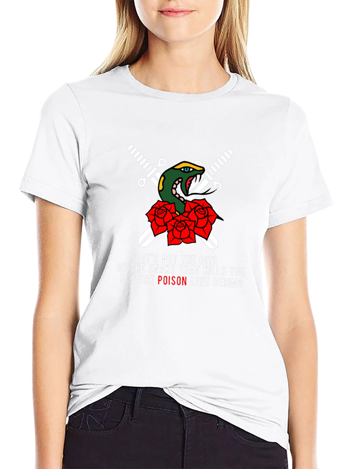 Snake & Roses Graphic T-Shirt - Poisonous Bite Design - 9