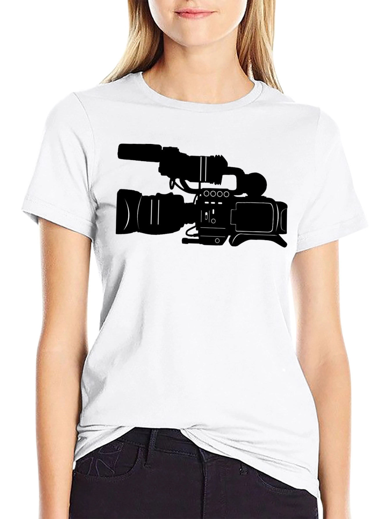 Black Filmmaker's T-Shirt: Camera Graphic Tee view 9