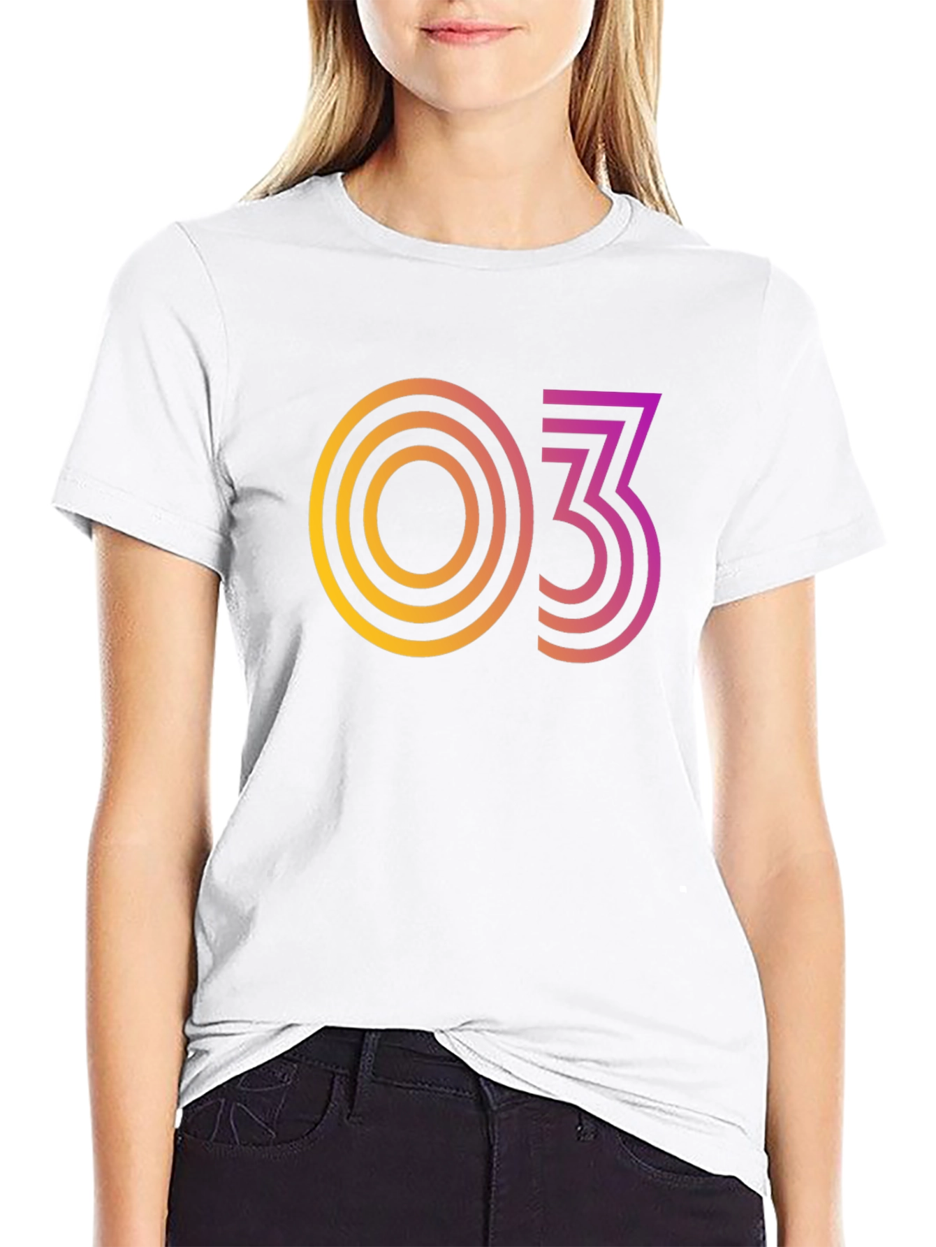Black Retro Gradient "03" Graphic Tee - Cool & Trendy! view 9