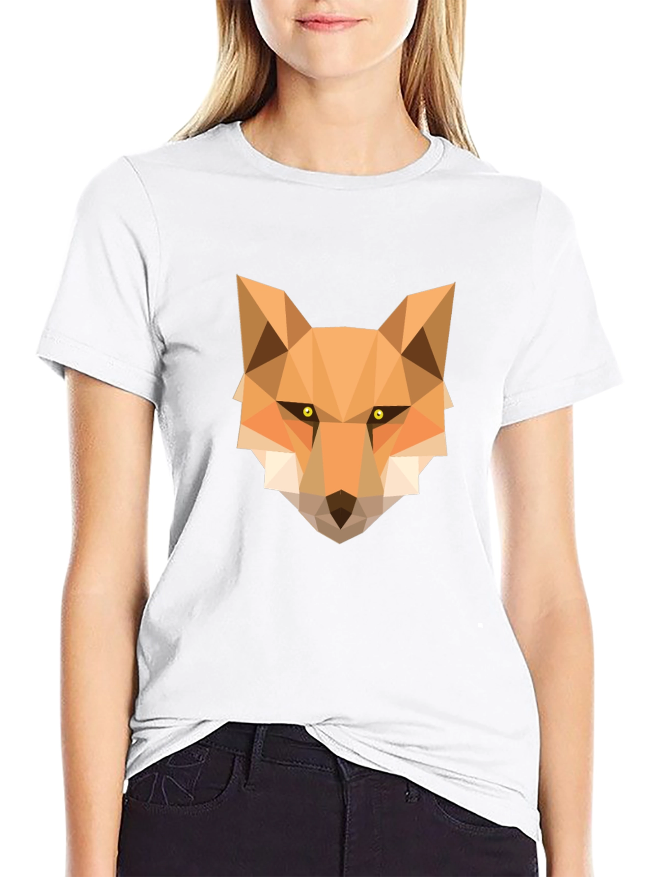 Black Geometric Fox Graphic Tee - Stylish Black T-Shirt view 9
