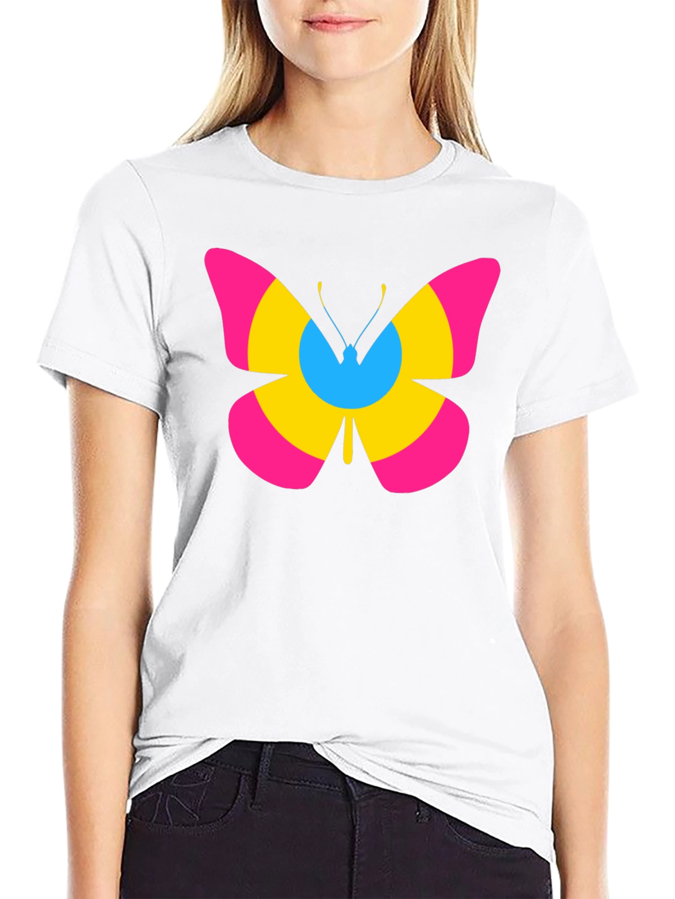 Black Pansexual Pride Butterfly Graphic T-Shirt view 9