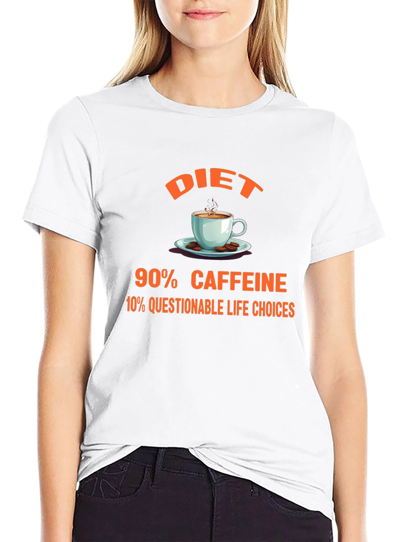 Black Diet 90% Caffeine Graphic Tee - Novelty Coffee Lover Shirt view 9
