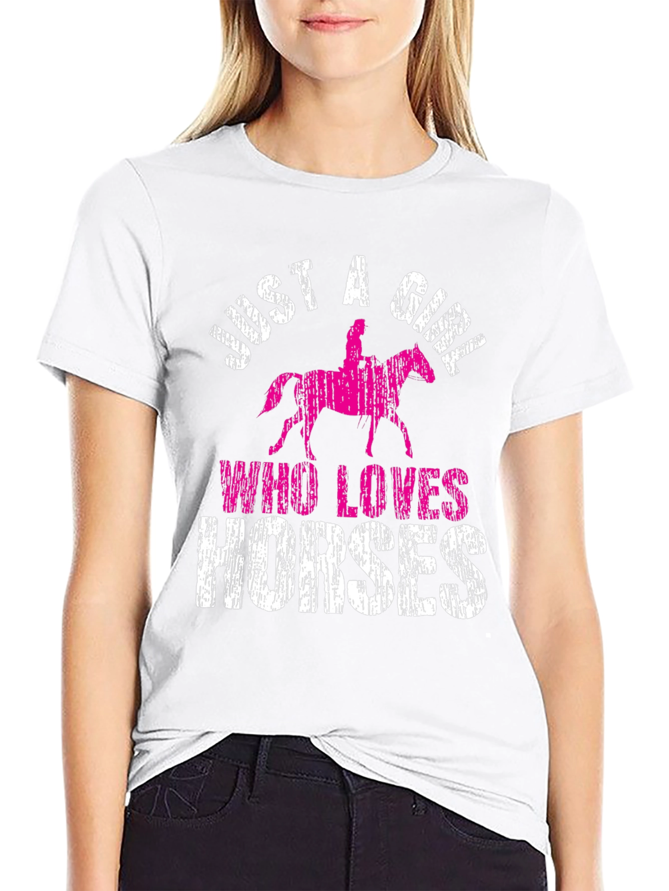 Black Just a Girl Who Loves Horses Black T-Shirt view 9