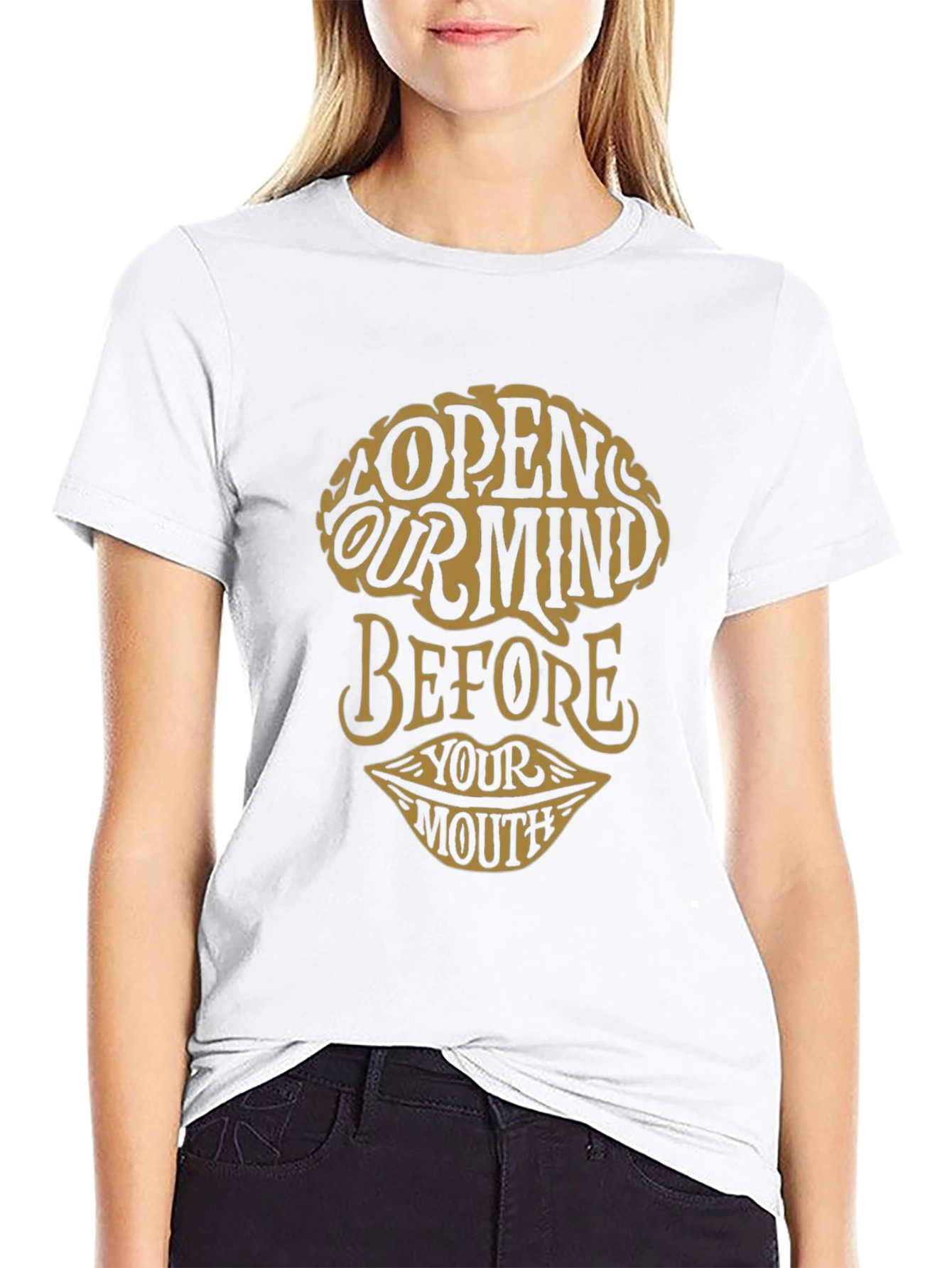Black Open Your Mind Graphic Tee - Unisex Cotton T-Shirt view 9