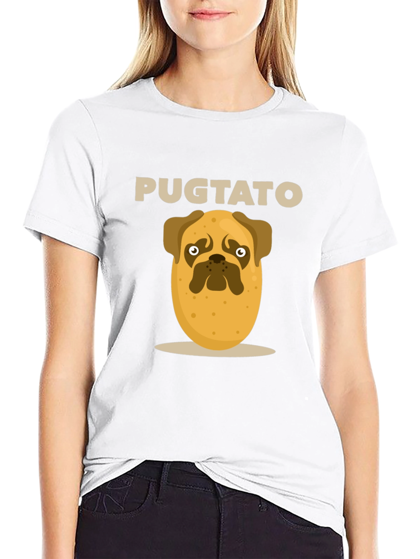 Black Pugtato Funny Graphic Tee view 9
