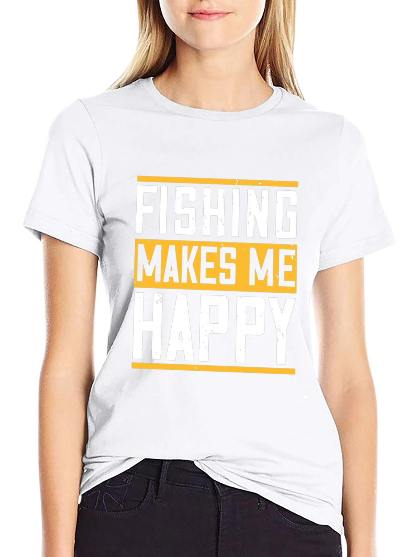 Black Fishing Makes Me Happy Graphic T-Shirt view 9