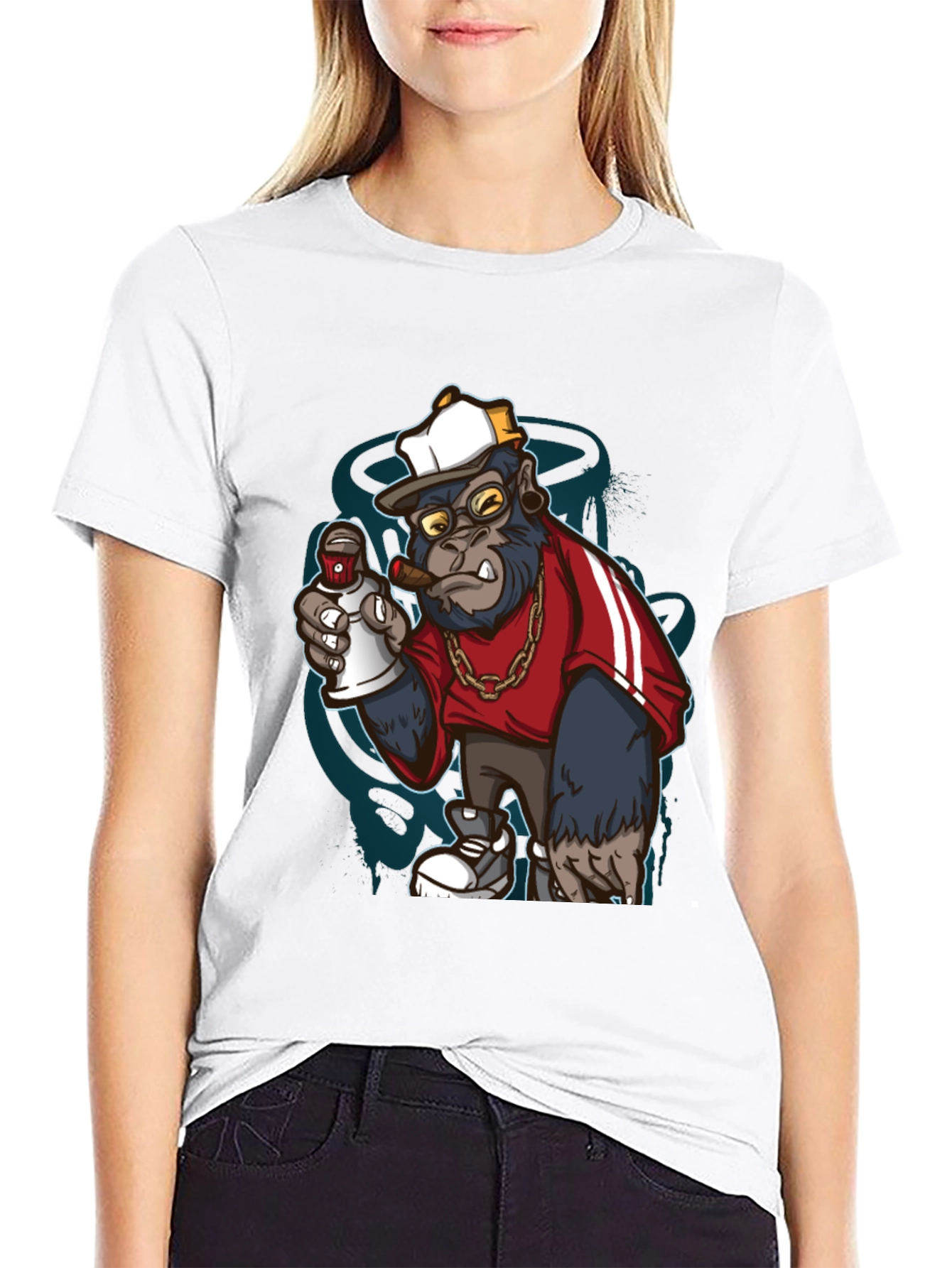 Black Graffiti Gorilla Graphic T-Shirt - Urban Streetwear view 9