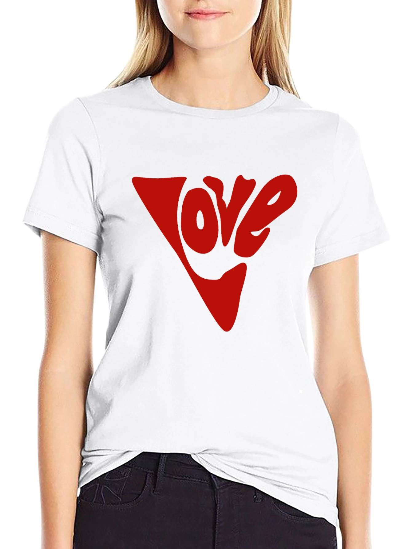 Black Love Graphic Tee - Red Inverted Triangle Print view 9