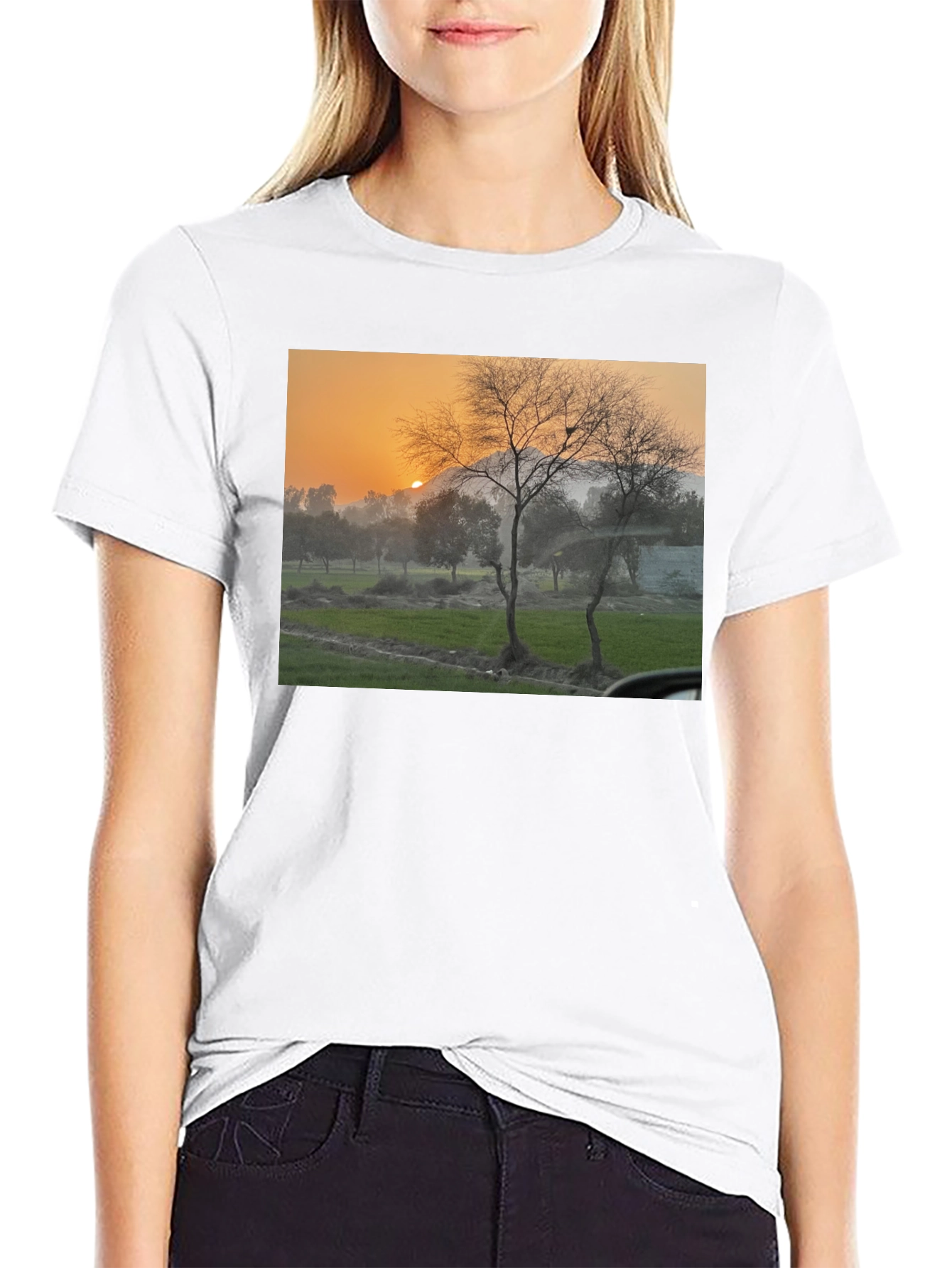 Black Nature Scene Black T-Shirt view 9