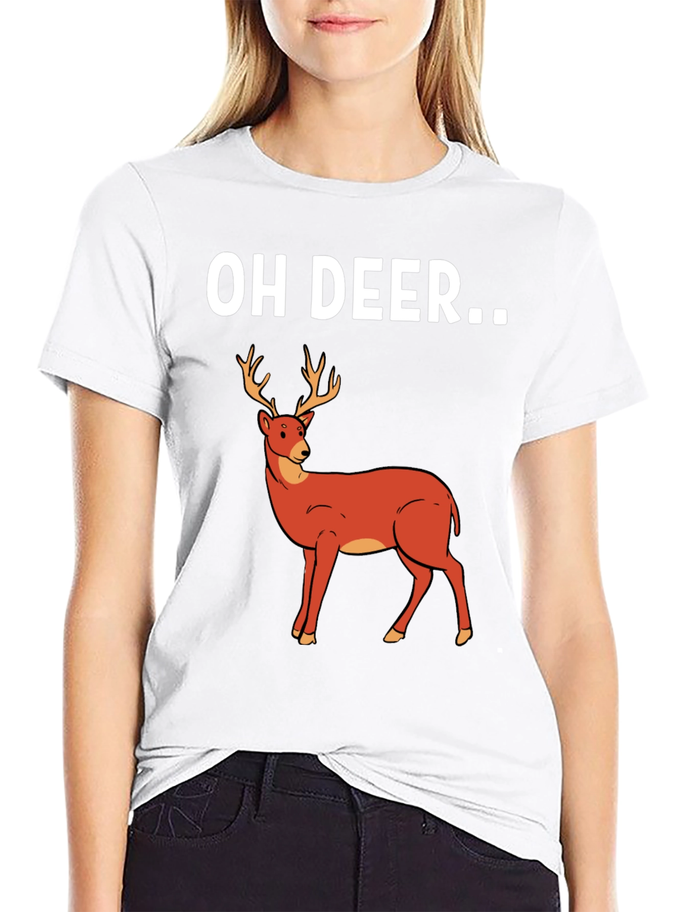 Black Oh Deer Graphic T-Shirt - Novelty Tee view 9