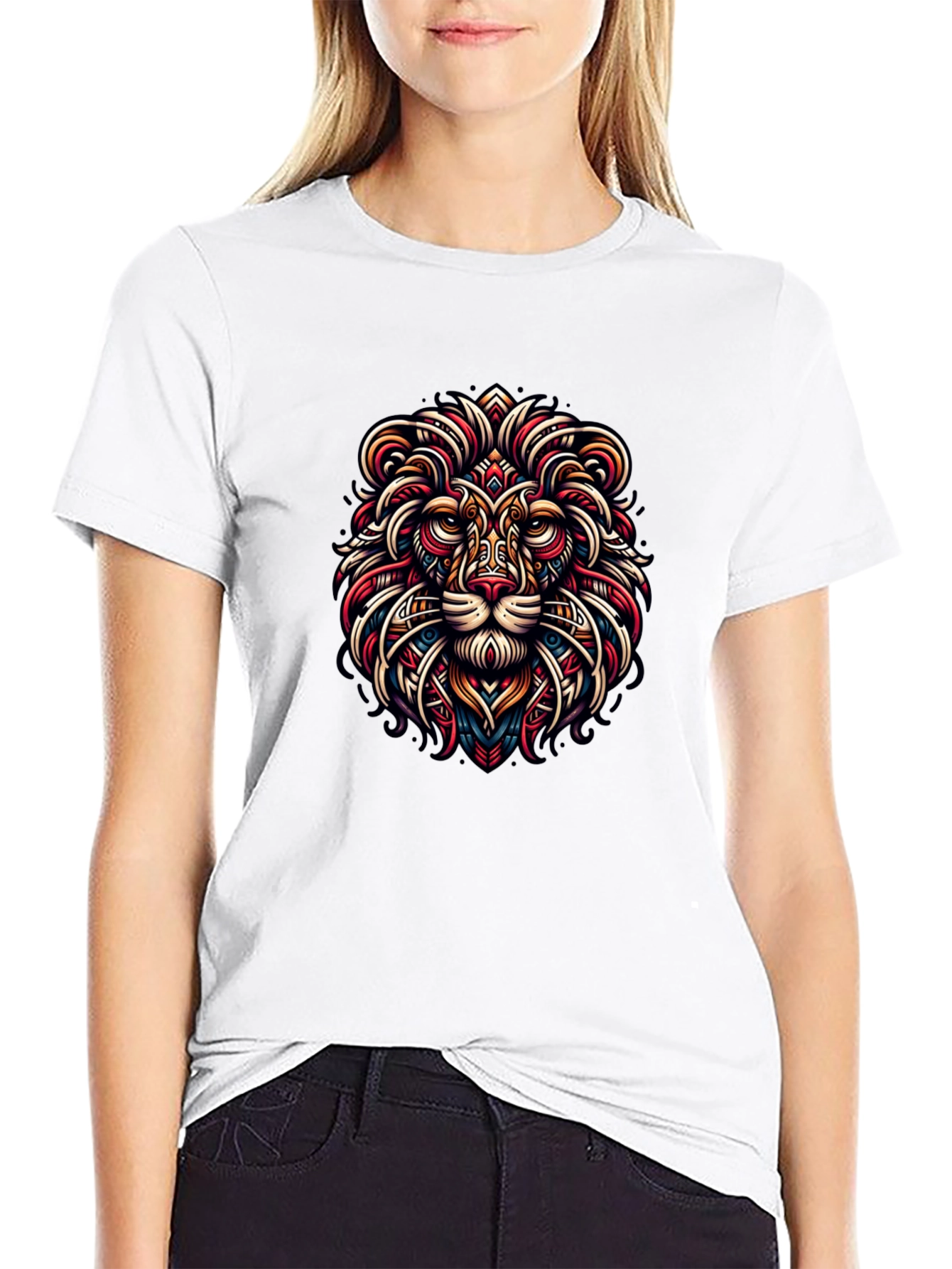 Black Lion Art Graphic Black Tee view 9
