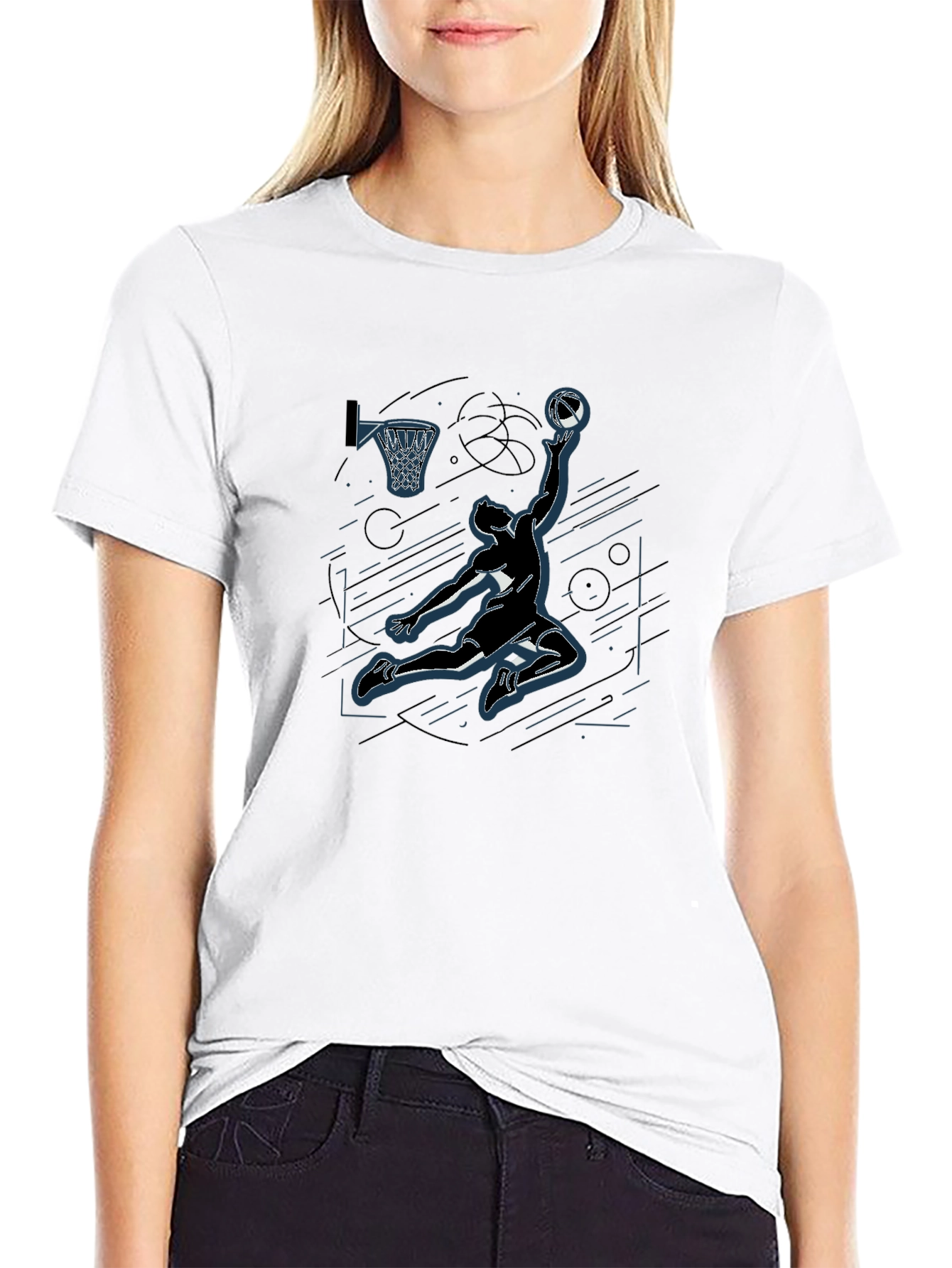 Black Basketball Player Graphic Tee - Black Cotton Casual Shirt view 9