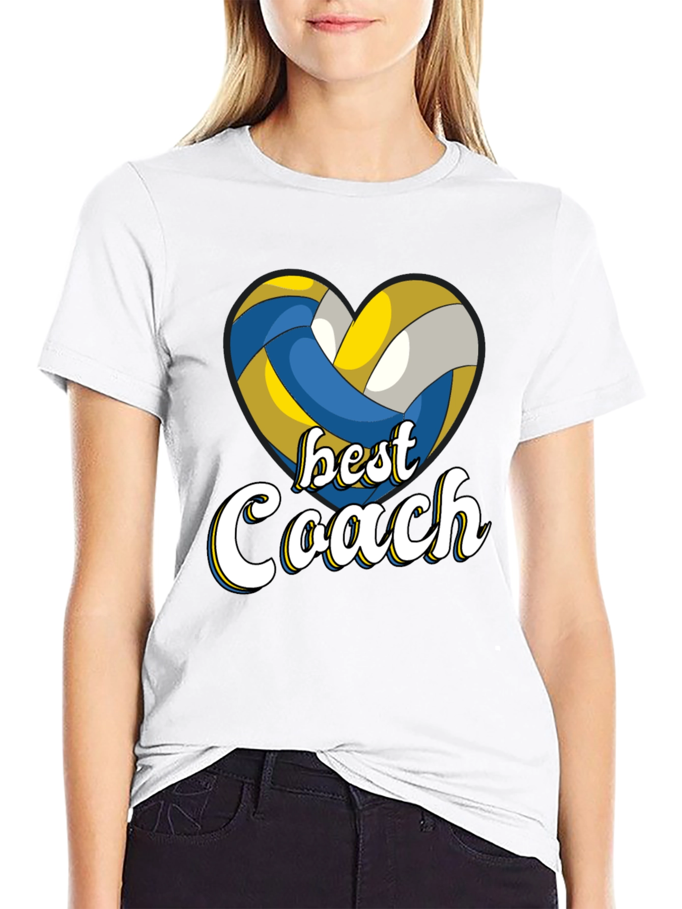Black Best Coach Volleyball Heart T-Shirt view 9