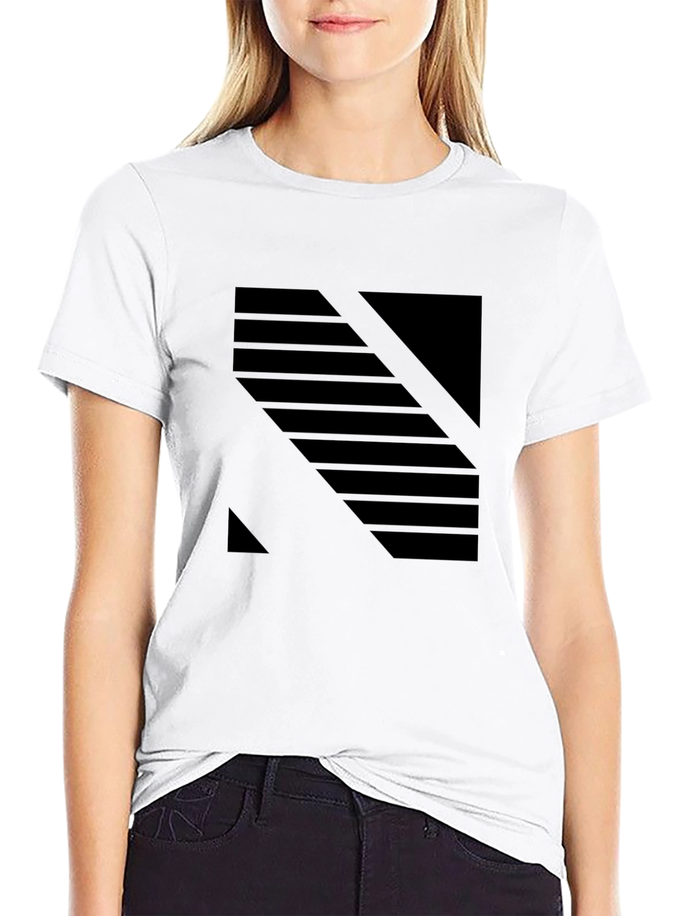 Black Modern Graphic Print Black T-Shirt view 9