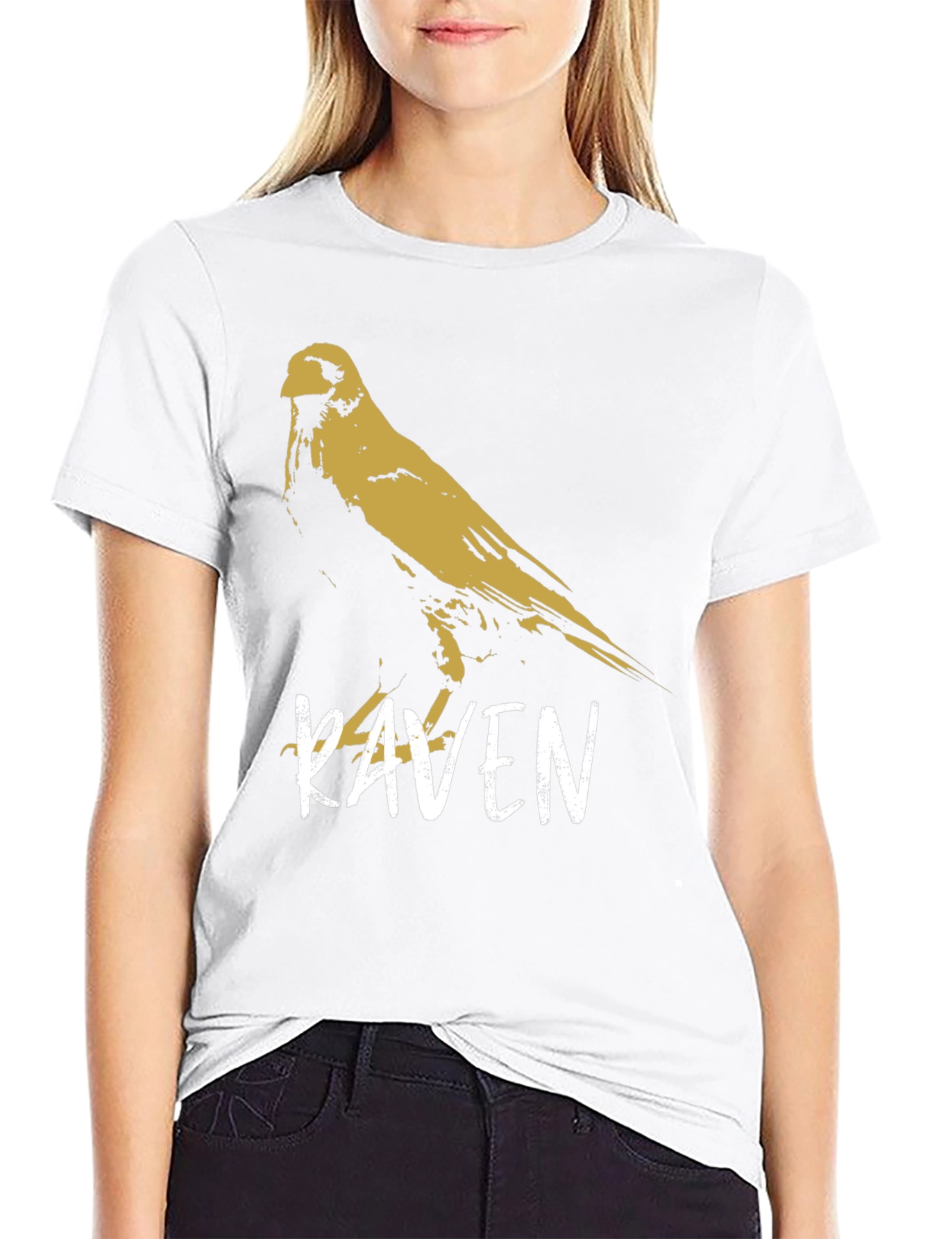 Black Raven Graphic T-Shirt - Stylish Bird Design view 9