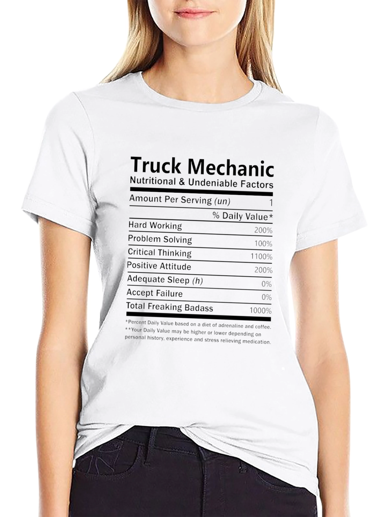 Black Truck Mechanic Nutritional Facts T-Shirt view 9