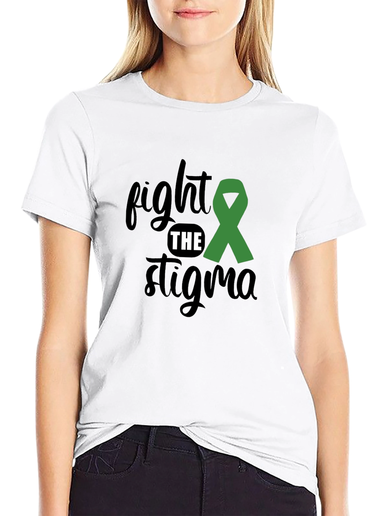 Black Fight the Stigma Awareness T-Shirt view 9