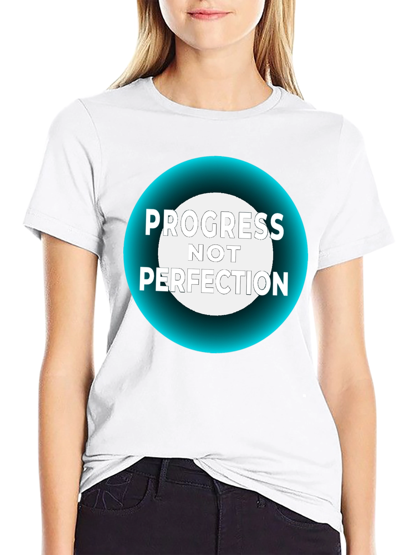 Black Progress Not Perfection Black T-Shirt view 9