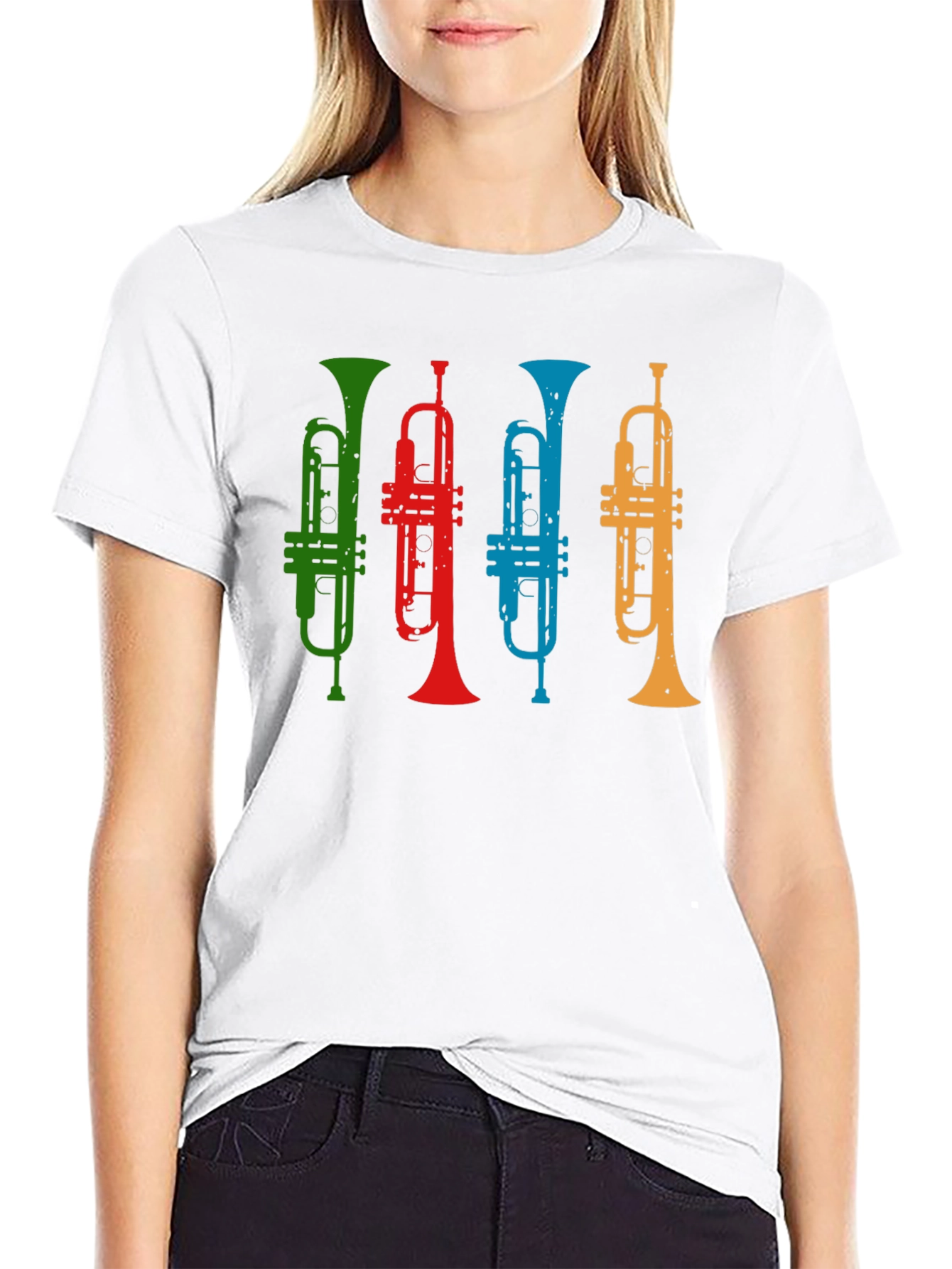 Black Colorful Trumpet T-Shirt - Music Lover Tee view 9