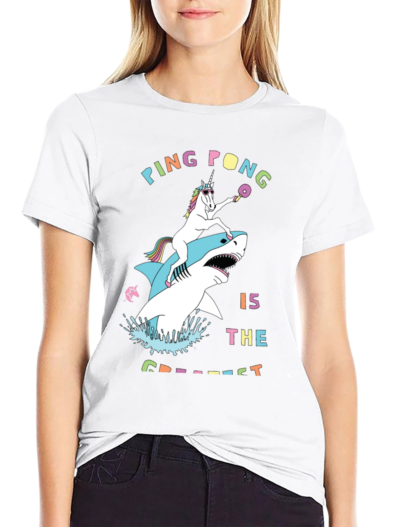 Black Ping Pong Unicorn & Shark Tee view 9