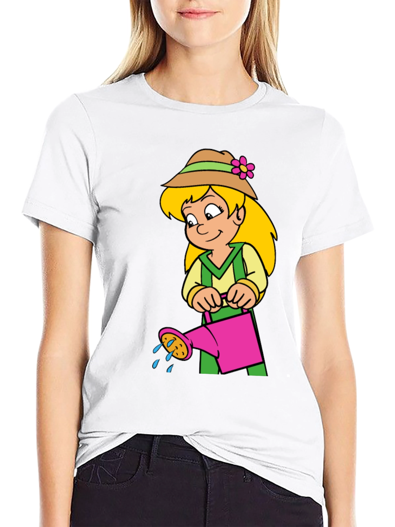 Black Gardener Girl Cartoon T-Shirt view 9