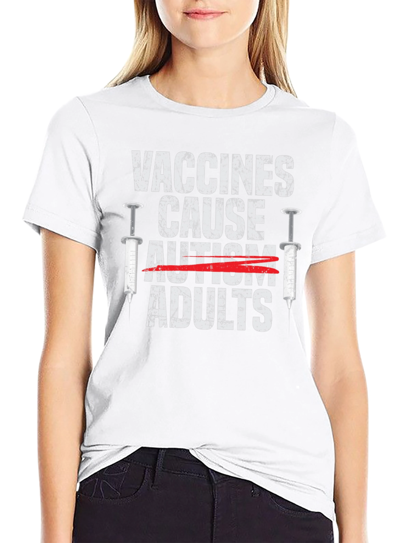 Black Vaccines Cause Adults Graphic T-Shirt view 9