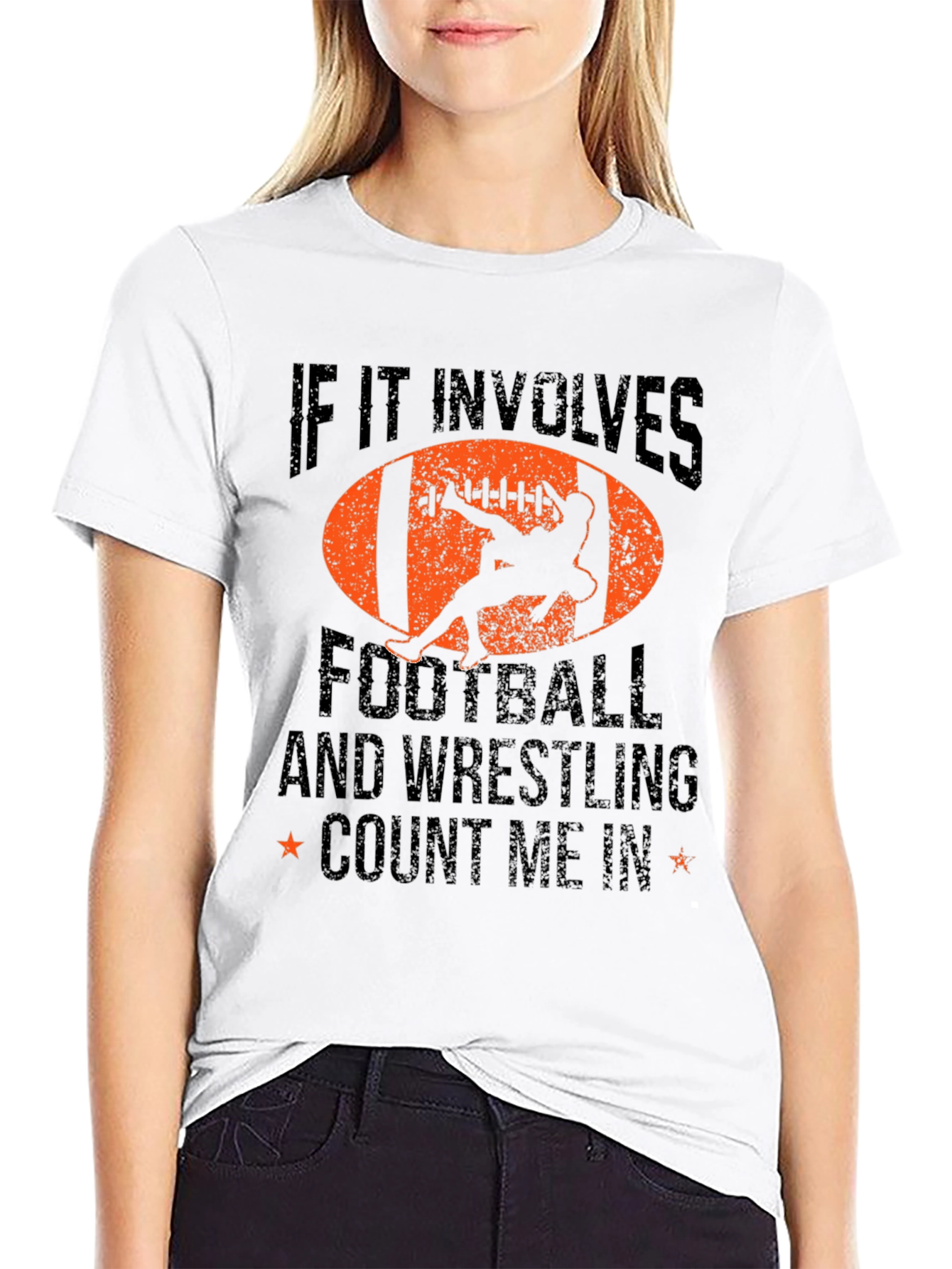 Black Football & Wrestling Graphic Tee view 9