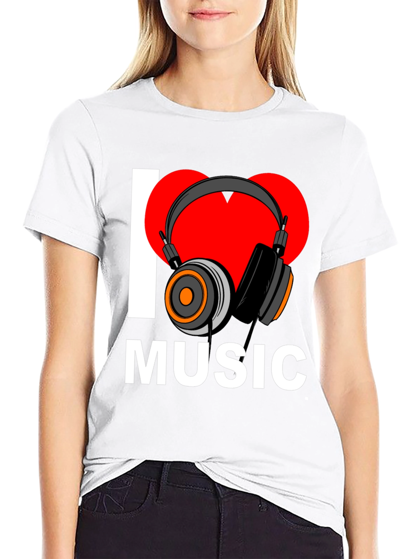 Black I Heart Music Graphic T-Shirt - Black view 9