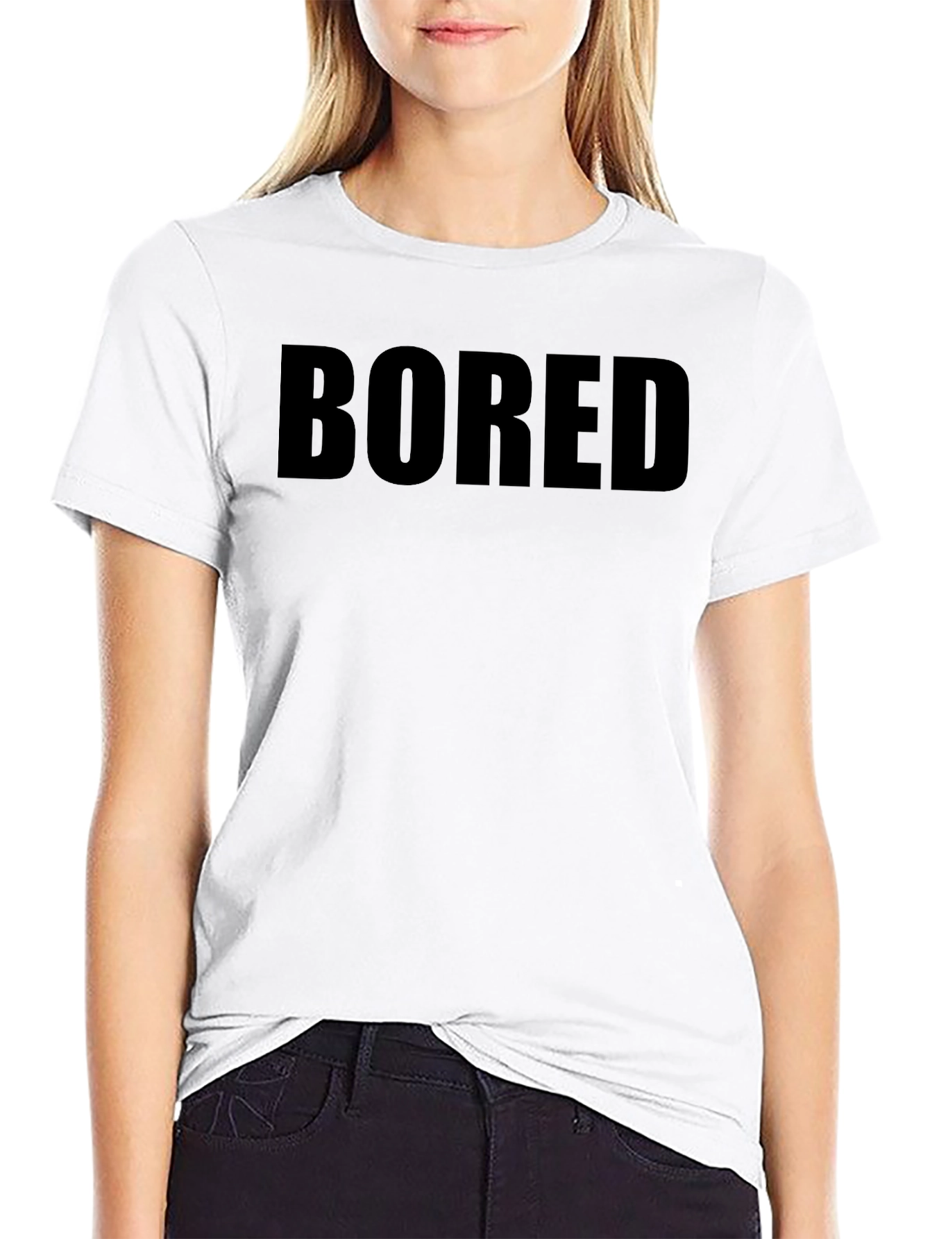 Black Men's 'Bored' Graphic Black T-Shirt view 9