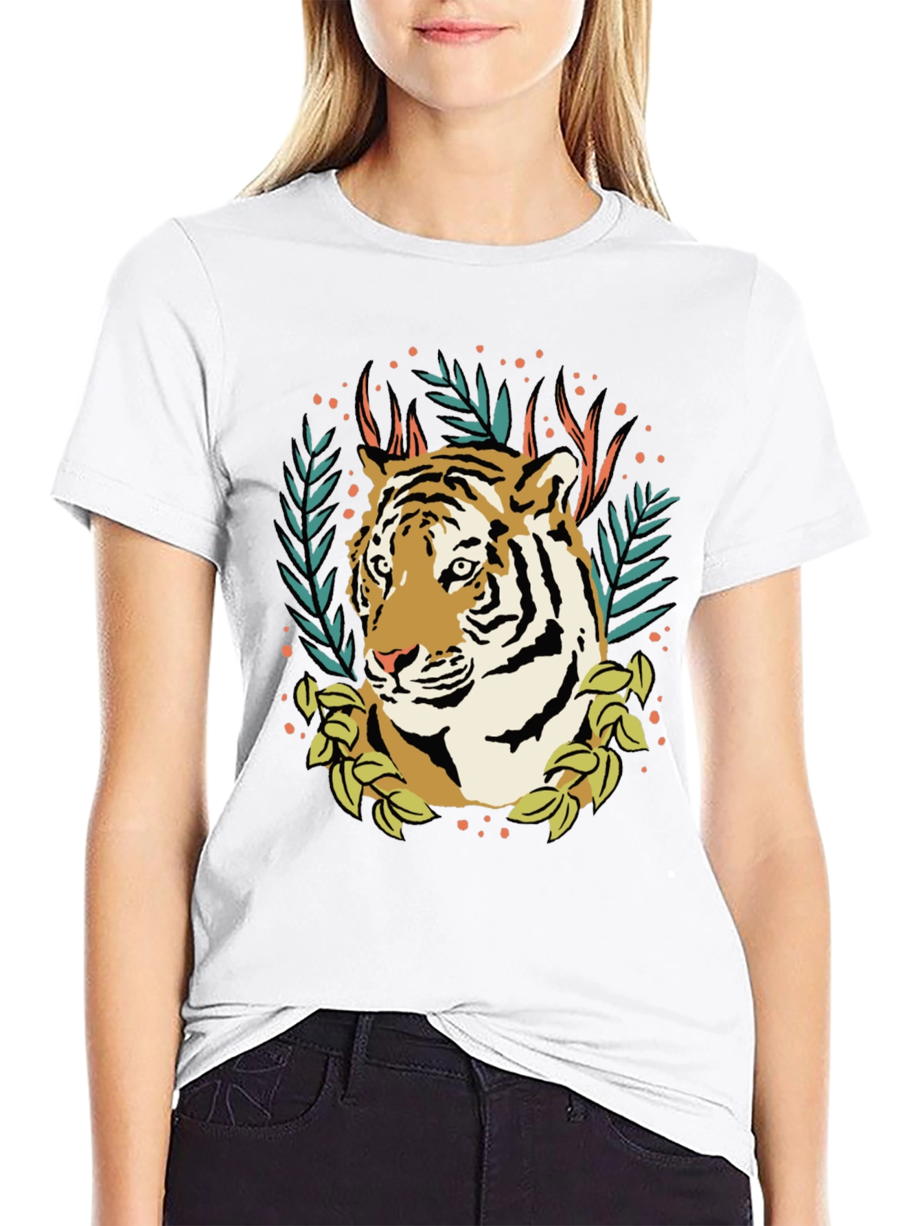 Black Tiger Graphic Tee - Black Crew Neck T-Shirt view 9
