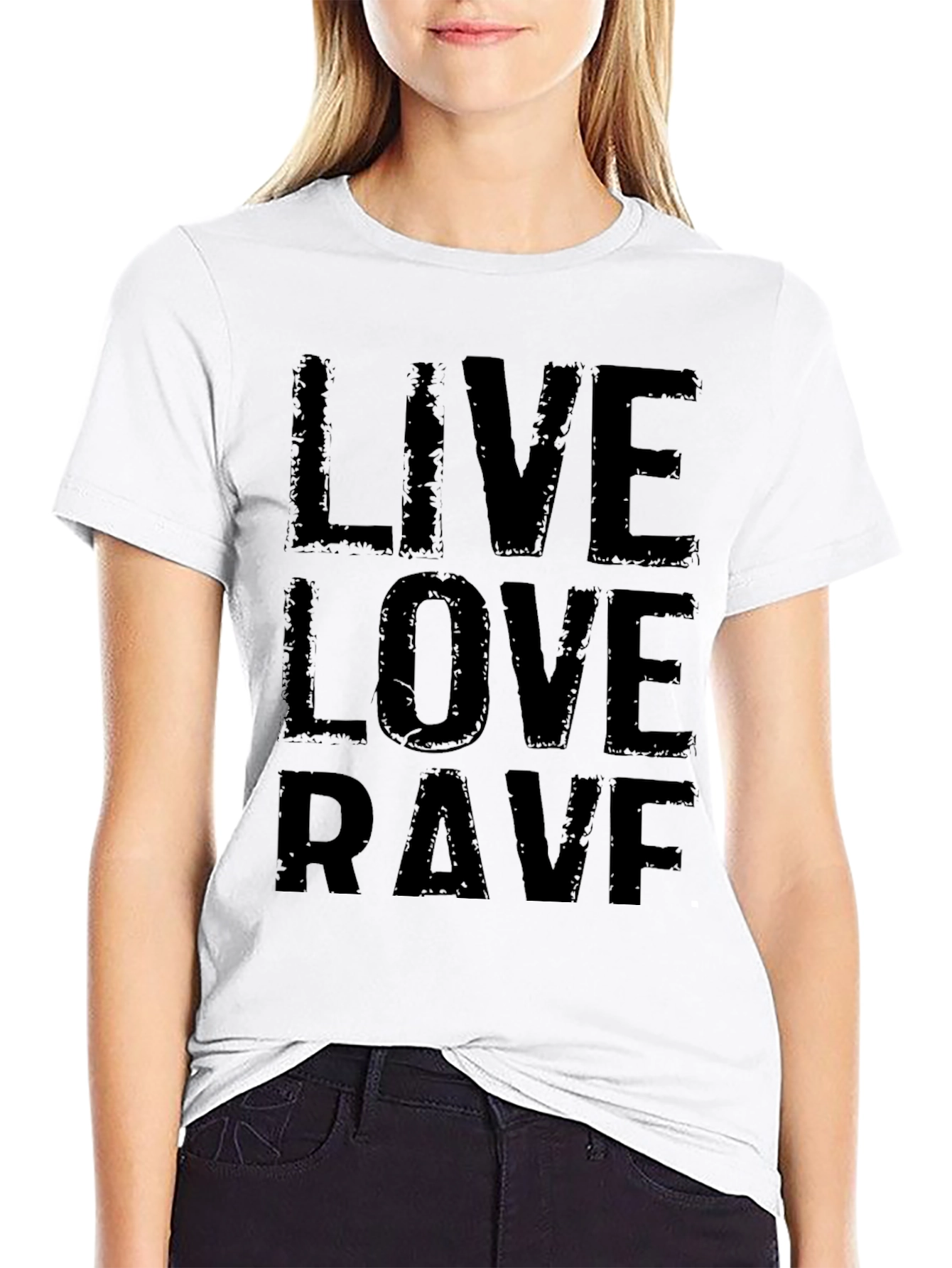 Black Live Love Rave Black Graphic T-Shirt view 9