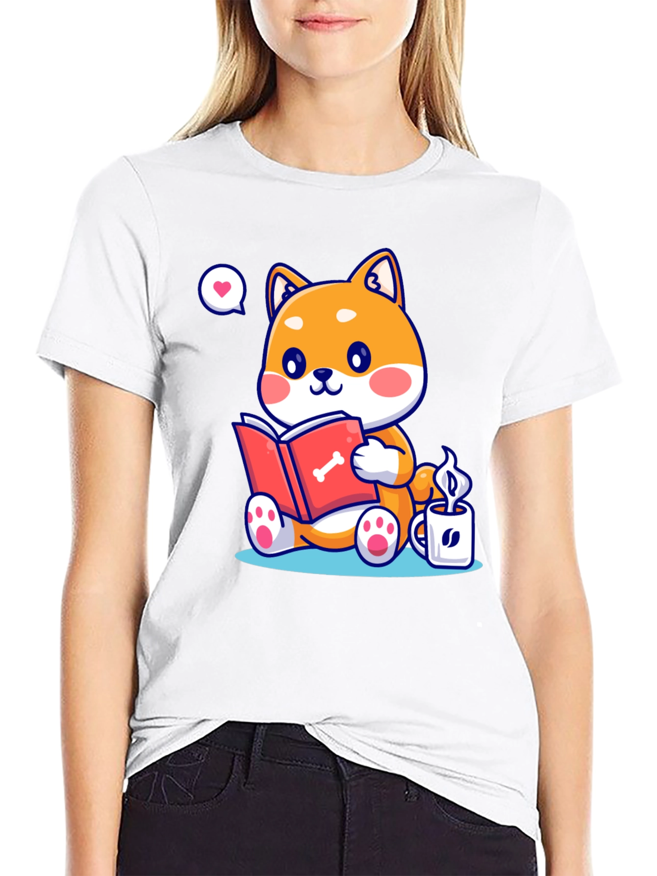 Black Dog Lover T-Shirt - Shiba Inu Reading view 9