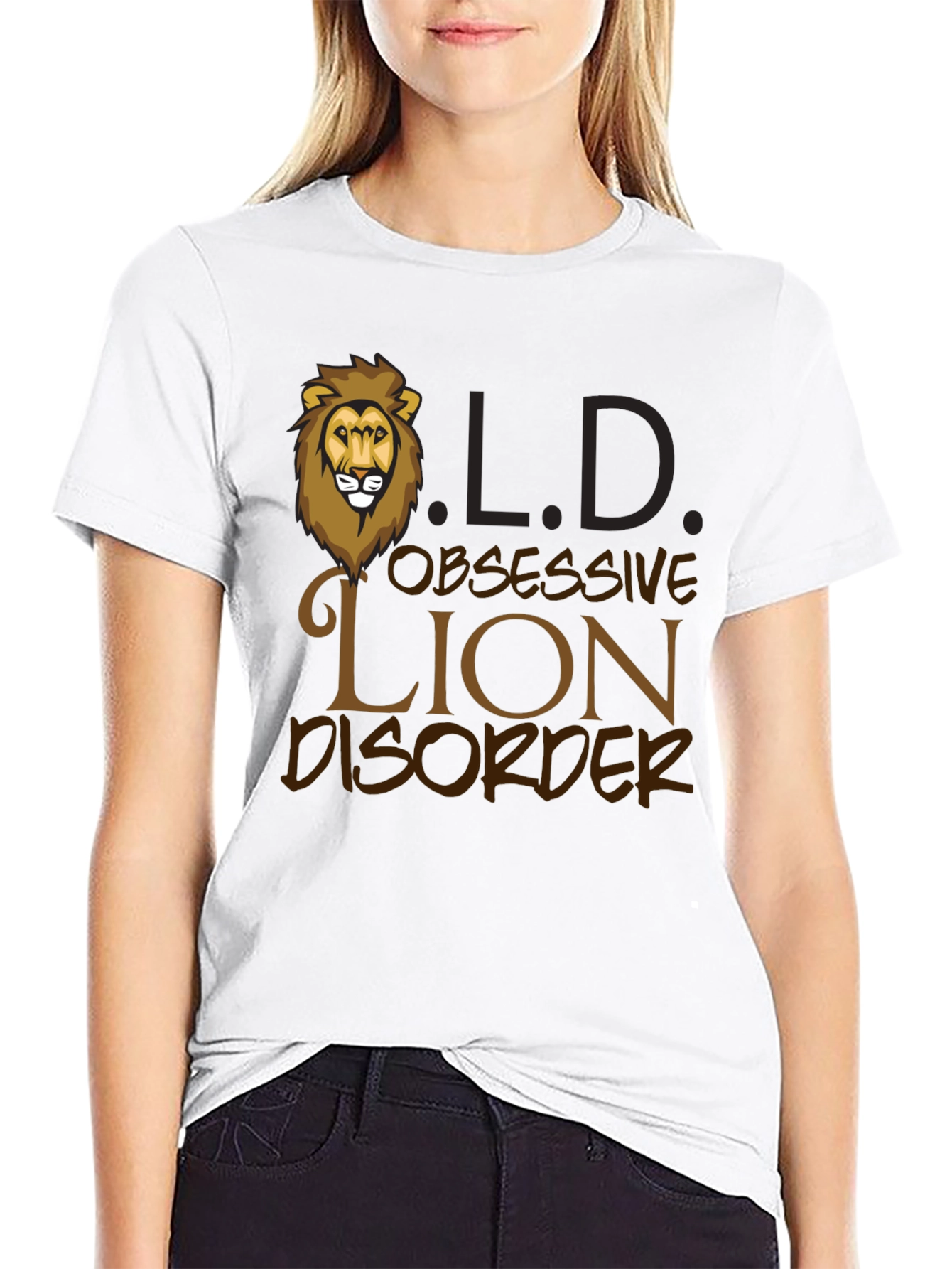 Black Obsessive Lion Disorder Graphic T-Shirt view 9