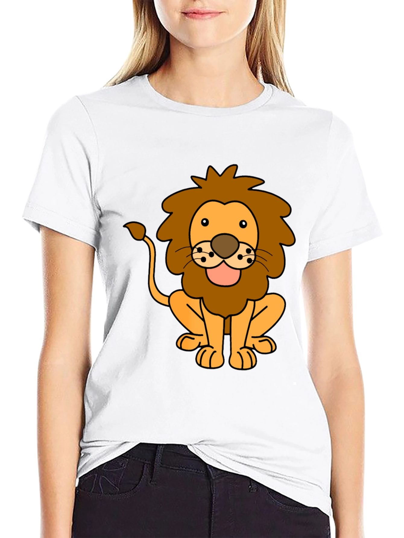 Black Lion Cartoon Black T-Shirt view 9