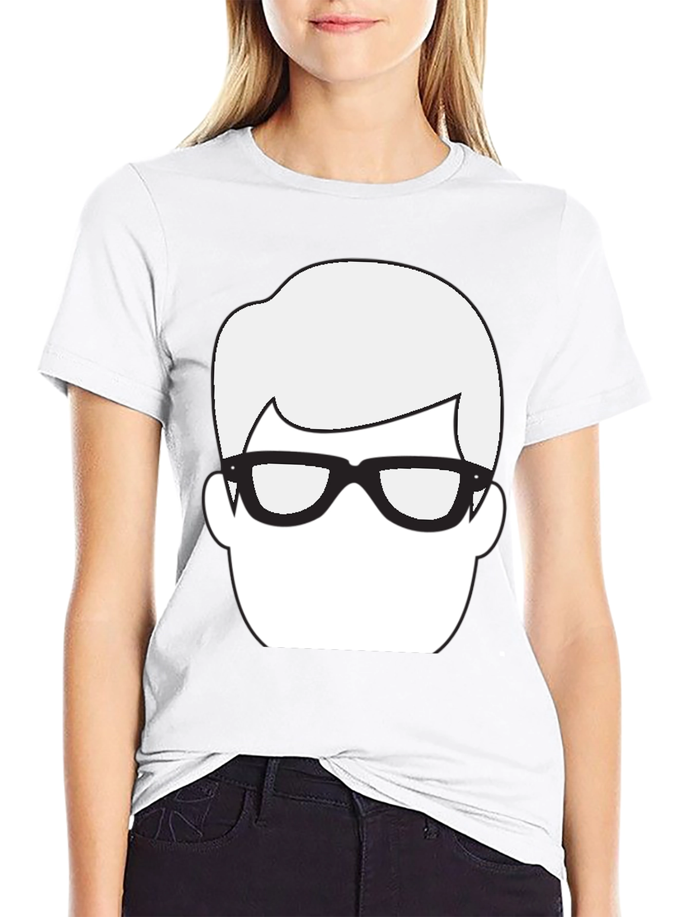 Black Retro Geek Tee: Iconic Face Graphic T-Shirt view 9