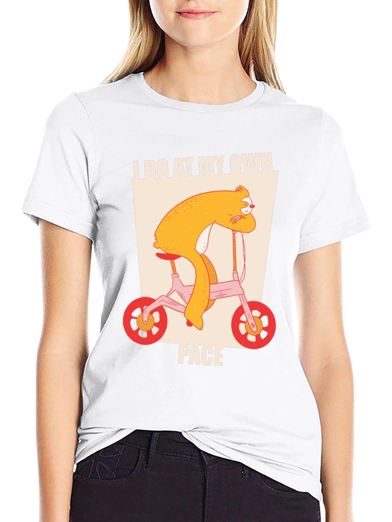 Black Sloth Biking T-Shirt - I Do At My Own Pace Tee view 9