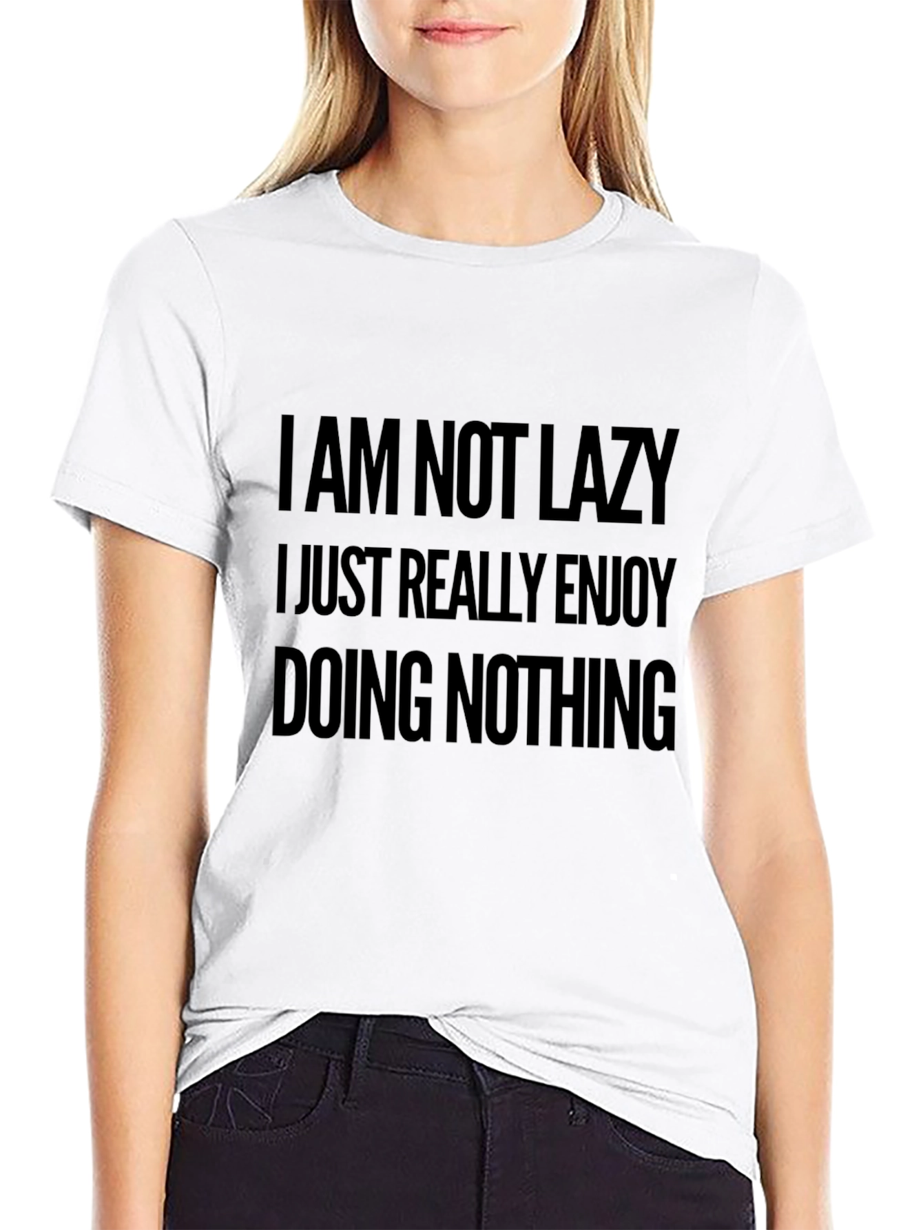 Black Funny Slogan Tee - I Am Not Lazy T-Shirt view 9