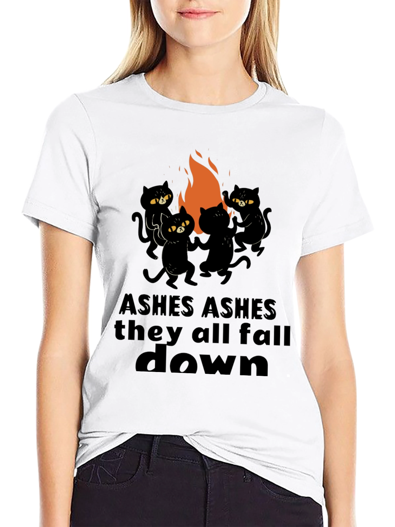 Black Ashes Fall Down Cats Around Fire T-Shirt view 9