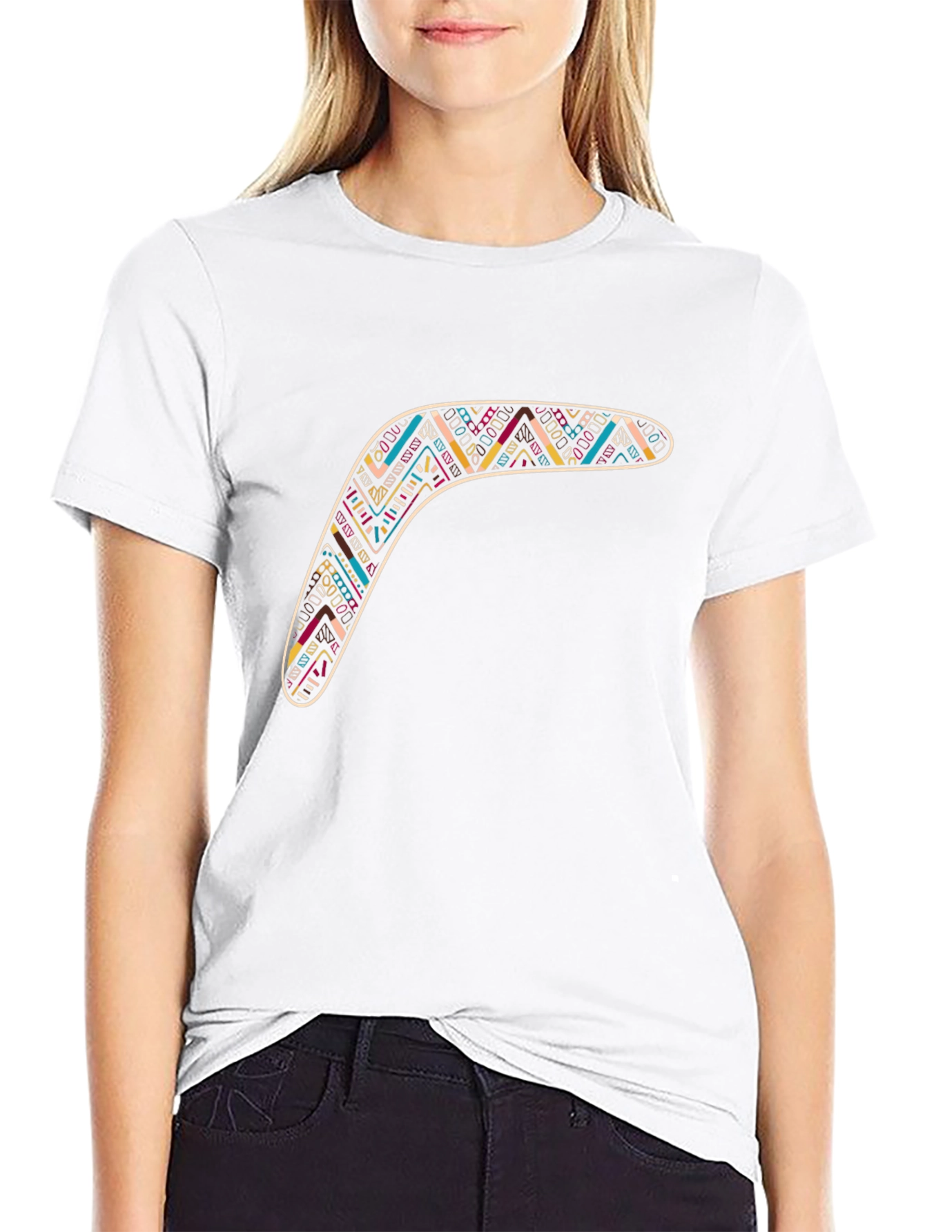 Black Boomerang Graphic Tee - Stylish Tribal Design view 9