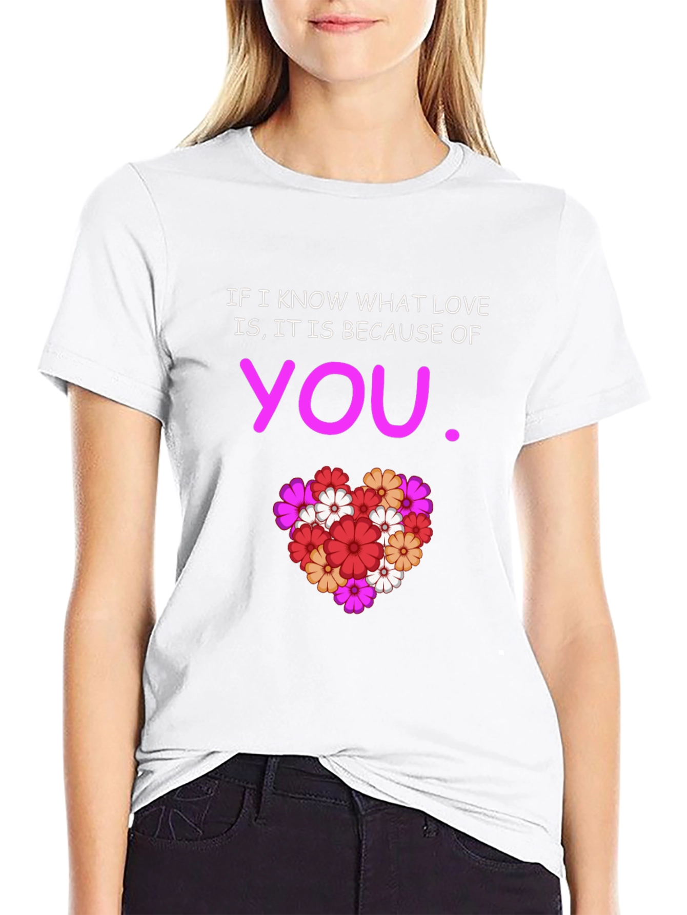 Black Love is You T-Shirt - Floral Heart Graphic Tee view 9