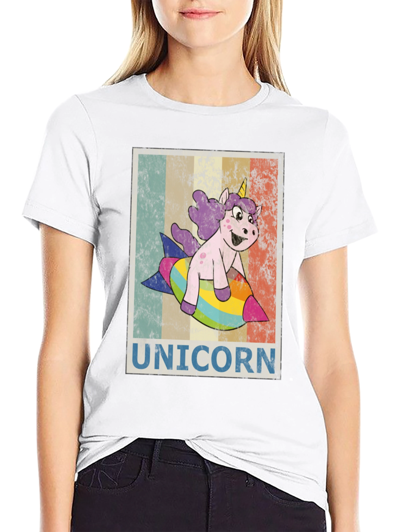 Black Unicorn Rocket Ride Graphic Tee - Fun & Unique! view 9